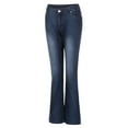 thumbnail image 1 of Fjofpr Blu Jeans Women Mid Waisted Embroidery Stretch Button Straight Full Length Pants, 1 of 4