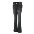 thumbnail image 1 of Fjofpr Blu Jeans Women Mid Waisted Embroidery Stretch Button Straight Full Length Pants, 1 of 6