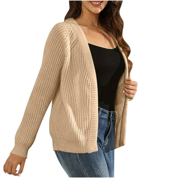 Fjofpr Cardigan Sweaters for Women Trendy Cardigan Sweaters for Women Lightweight Women's Solid Color Long Sleeved Knitted Cardigan Knitted Jacket