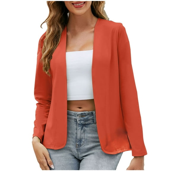 Fjofpr Cardigans for Women Trendy Blazer Jackets for Women on Clearance Women's Color Casual Fashion Long-sleeved Cardigan Jacket Coat Outerwear