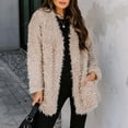 thumbnail image 1 of Fjofpr Christmasdeals Clothing Womens Fleece Coats Winter Coats Loose Jacket Plush and Thicked Fashion Women Warm Long Sleeve Casual Solid Outwear Cardigan Coat Blouse, 1 of 7