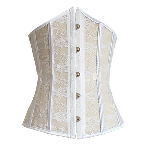 Fjofpr Sale White Corset Tops for Women Fashion Women's Plus Size Button Lace Boned Corsets Shapewear Outfit Solid Sexy Underwear Shapewear