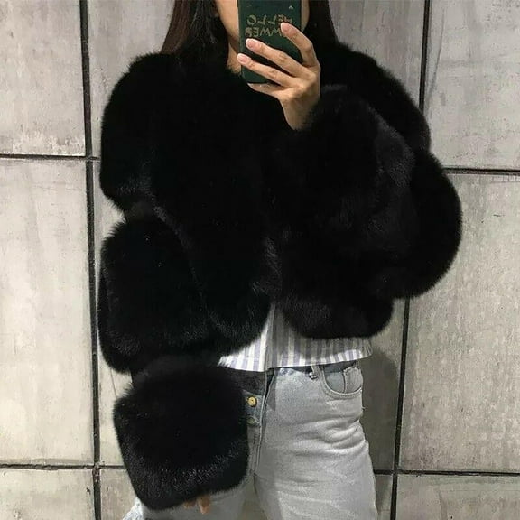 Fjofpr Clothing Fur Coats Long Sleeve Warm Winter Shaggy Coat Plush and Thicked Women Plus Size Winter Warm Loose Jacket Coat