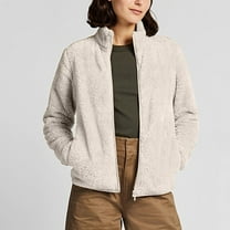 Fjofpr Clothing Womens Fleece Coats Winter Coats Loose Jacket Plush and Thicked Women'S Fall And Winter Long Sleeve Fleece Pocket Zipper Solid Color Fleece Coat