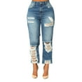 thumbnail image 1 of Fjofpr Clearance Sale Deal Ripped Jeans for Women Plus Size Clearance Women High Waisted Skinny Hole Stretch Slim Pants Calf Length, 1 of 9
