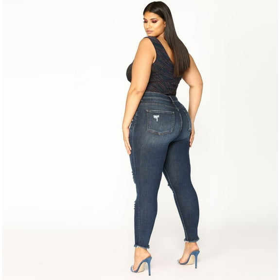 Fjofpr Sale Deal Ripped Jeans for Women Plus Size Women Slim Plus Size Ripped Hole Gradient Long Jeans Regular Pants