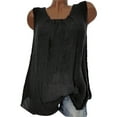 thumbnail image 1 of Fjofpr under 10$ Womens Cotton Linen Sleeveless Baggy T-shirt Vest Tee Blouse Tank Tops Plus Size, 1 of 2