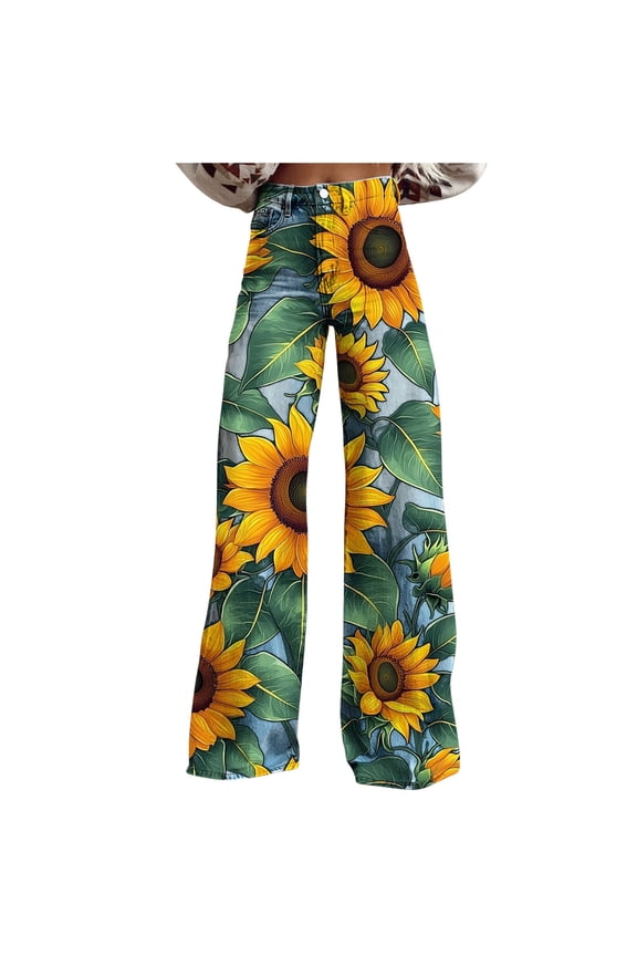 Clothes Straight Leg Pants for Women Wide Leg Pants for Women Womens Loose Pants Trendy Fall 2025 Fashion Women Printed Pants Casual Zipper Button Pockets Pants