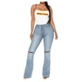 thumbnail image 1 of Fjofpr Clothing Womens Jeans Flare Legs Clearance High Waisted Jeans for Women Womens Jeans Trendy Fall 2024 Women's High Waist Slim Hole Trumpet Pants, 1 of 8