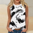 thumbnail image 1 of Fjofpr Crew Neck Tank Tops for Women Women's Casual Printed Sleeveless Round Neck Top Blouse Black XL, 1 of 1