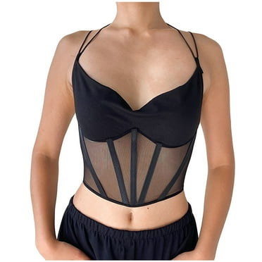 Fjofpr Cyber And Monday Deals Black Corset Tops for Women Fashion Women Sexy Corset Camisole Sleeveless Underwear Vest Blouse Tops