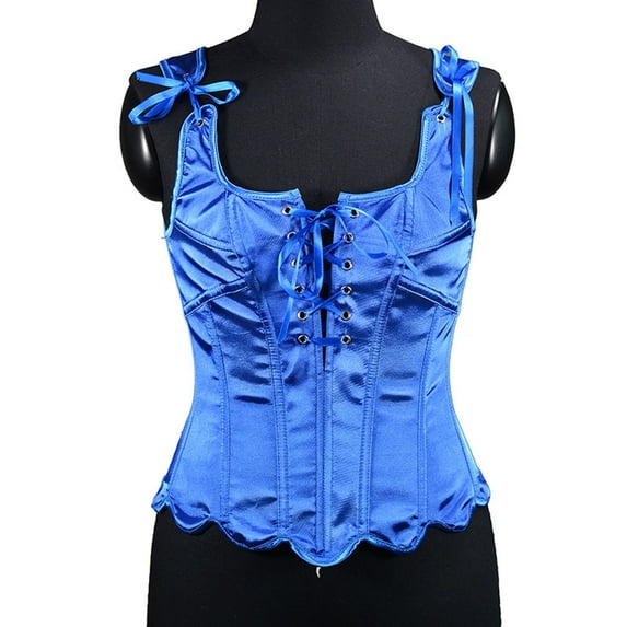 Fjofpr Cyber And Monday Deals Blue Corset Tops for Women Fashion Women Style Solid Color Backless Ribbon Waist Camisole Shapewear Tops