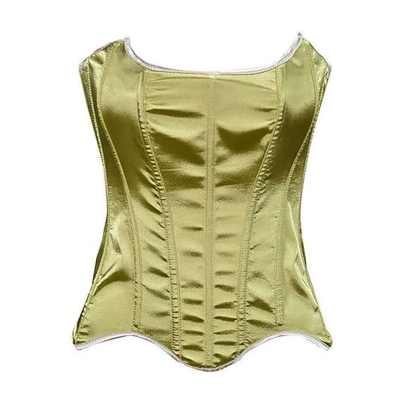 Fjofpr Cyber And Monday Deals Corset Tops for Women Fashion Night Out Fashion Women Style Solid Color Backless Ribbon Waist Camisole Shapewear Tops