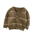 thumbnail image 1 of Fjofpr Boy Clothes Under $10 Sweaters for s 2T Girls Knitted Cardigan Sweater V-neck Jacket Striped Long Sleeve Top, 1 of 3