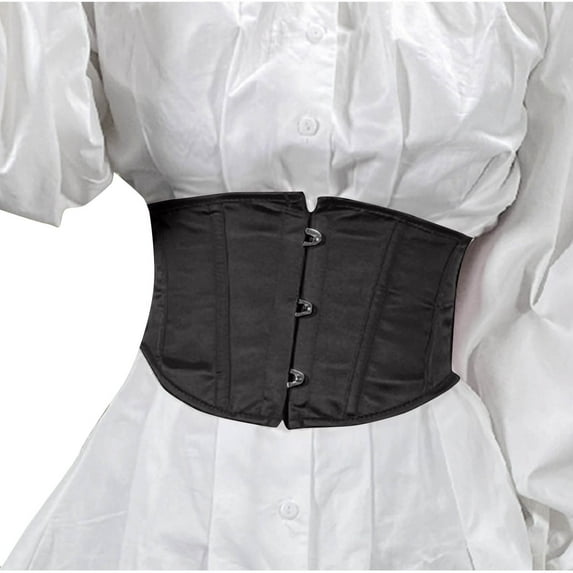 Fjofpr Cyber & Monday Deals Black Corset Tops for Women Fashion Women's Casual Solid Waist Tie Buckle Strap Straps Bodybody Shape Waist Trainer Zipper Top