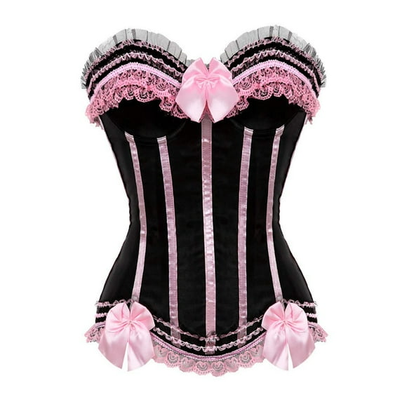 Fjofpr Cyber & Monday Deals Pink Corset Tops for Women Plus Size Corsets For Women Black Bustier Lingerie For Halloween Costume Dress Bustier Top Gothic Shapewear Sexy Underwear