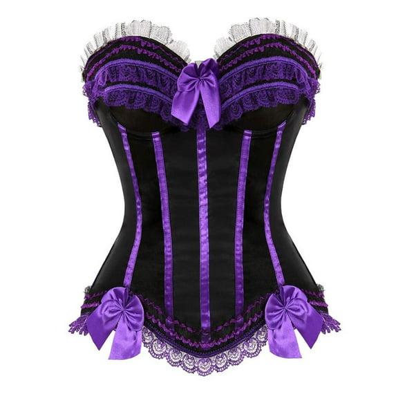 Fjofpr Cyber & Monday Deals Purple Corset Tops for Women Plus Size Corsets For Women Black Bustier Lingerie For Halloween Costume Dress Bustier Top Gothic Shapewear Sexy Underwear