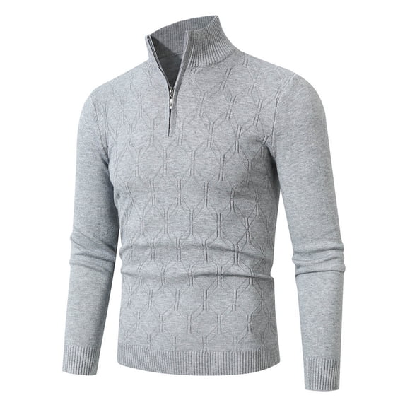 FjofprQuarter Zip Pullover Men Sweater Fashion Men Solid Color Half Zipper Knitted Stand Up Collar Casual Sweater