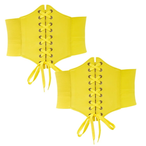 Fjofpr Deals Yellow Corset Tops for Women 2PC Women Solid Color Wide Style Adjustable Strap Court Style Corset 68cm