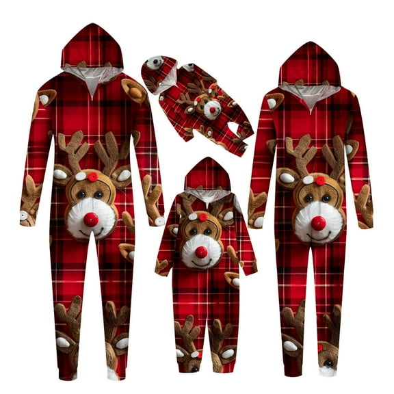 Fjofpr Family Christmas Pajamas Matching Sets Boys Girls Fashion Christmas Print Long Sleeved Jumpsuit Family Parent-child Wear Kid