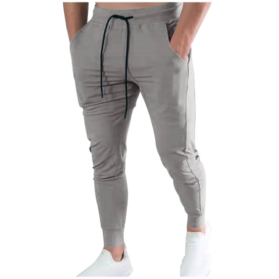 Fjofpr Fitness Pants with Pockets Men's Fashion Drawstring Sports Fitness Pants Footband Multi Pockets Sweatpant Full Length Pants