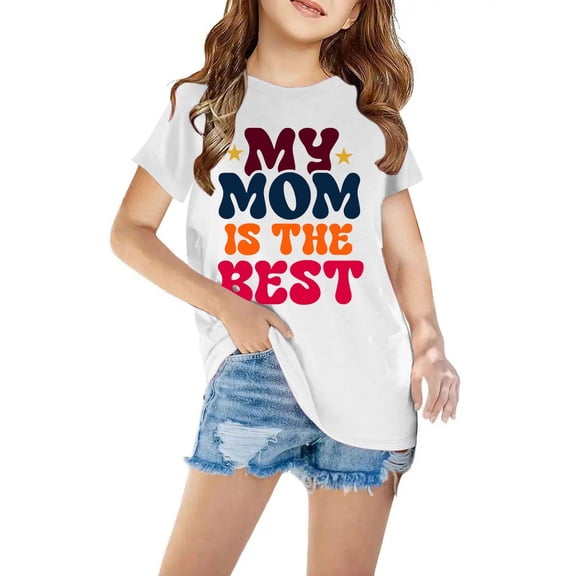 Fjofpr Girls Clothes under $5.00 Girls Shirts 10-12 Shirts For Kids Short Sleeve Graphic T-Shirt Round Neck Crop Top For 3-14 Years Girls And Boy T-Shirt Tee