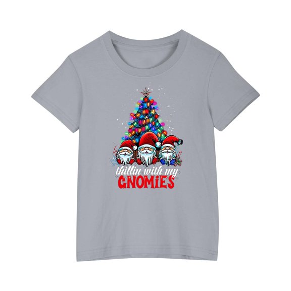 Fjofpr Girls Clothes under $5.00 Girls Tops Size 7-8 Short Sleeve Boys And Girls Christmas Fashion Cute Printed Casual Short Sleeved Cotton Top（3-10 Years）
