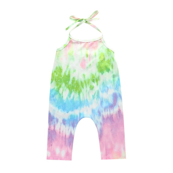 Fjofpr Girls Clothes Clearance under $10 Jumpsuit for Girls Toddler Kids Baby Girls Sleeveless Tie Dyed Romper Jumpsuit Clothes