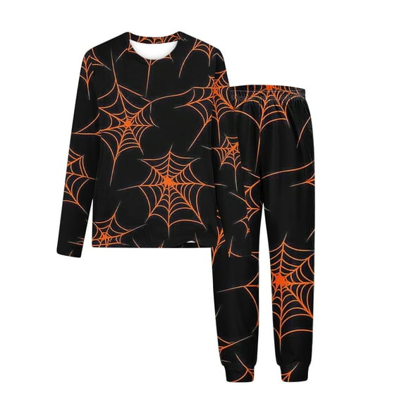 Fjofpr Girls Clothes Sets 14-16 Children's Halloween Printed Round Neck Long Sleeved Top Elastic Waisted Pants Mid Size Children's Home Suit Set 14 years