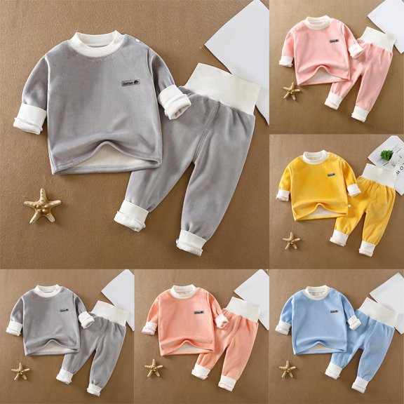 Fjofpr Girls Clothes Sets Boys Clothes Sets Children's Solid Color Short Sleeved Round Neck Top Elastic Waisted Pants Mid Size Children's Casual Set Yellow 2 Years