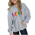 thumbnail image 1 of Fjofpr Girls Hoodies Boys Hoodies Boys And Girls Casual Long Sleeve Hoodies Cute Oversized Fleece Pocket Sweatshirt Tops Gray 11 Years, 1 of 4