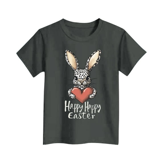 Fjofpr Graphic T Shirts for Girls 10-12 Years Old CUHK Children's Easter Casual Printed Pattern Short Sleeve Round Neck Top T-shirt
