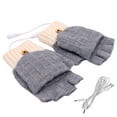 thumbnail image 1 of Fjofpr Heated Gloves for Men Winter Gloves Women Warm Half Finger Gloves for Men USB Winter Men Women Fashion Cold Warm Heating Windproof Half Bare Finger Knit Gloves, 1 of 5