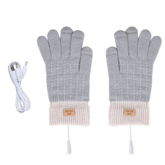 Fjofpr Heated Gloves for Women Cold Weather Heated Gloves for Men Winter Gloves Women Warm USB Winter Men Women Fashion Cold Warm Heating Windproof Half Bare Finger Knit Gloves