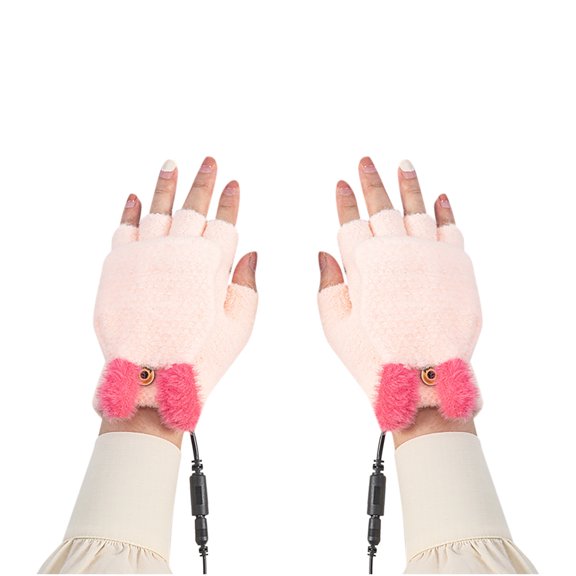 Fjofpr Heated Gloves for Women Cold Weather Winter Gloves Women Heated Fingerless Gloves for Women Smart USB Rechargeable Winter Cold Protection Warmth Heating Ears Gloves Washable Warm Hand Treasure