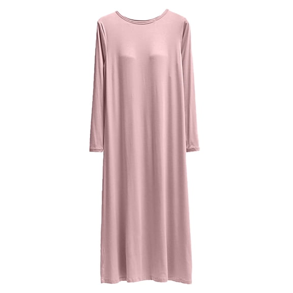 Fjofpr Homewear Women's Dress Women Solid Color Long Sleeved Round Neck with Bra Long Skirt Knee Length Homewear Clothes Long Sleepshirts