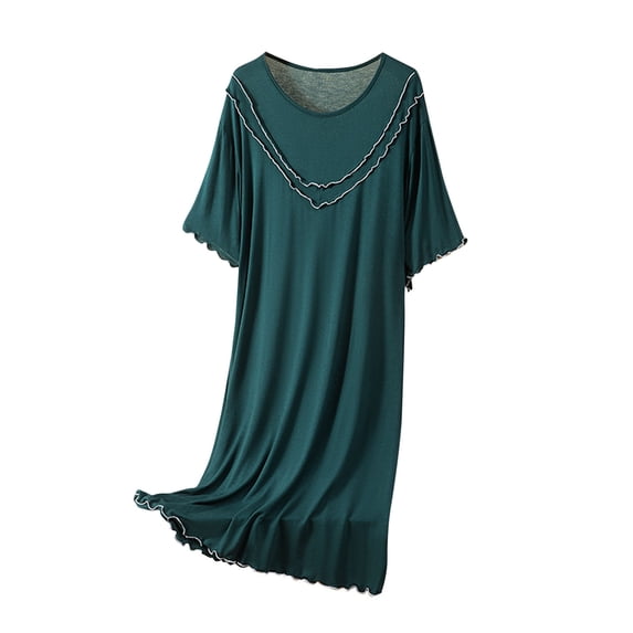 Fjofpr Homewear Women's Dress Women's Round Neck Solid Color with Chest Cushion Loose and Comfortable Plus Size Home Skirt