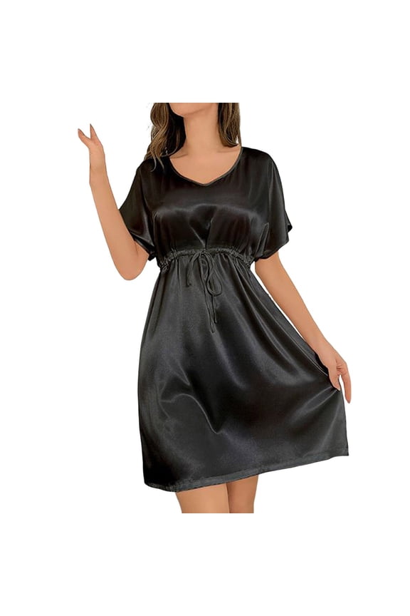 Homewear Women's Dress Women's Solid Color Ice Silk Pajamas Home Clothing Sleep Dress