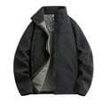 thumbnail image 1 of Fjofpr Jackets for Men Clearance Men's Solid Color Fleece Long Sleeved Zipper Stand Up Collar Pocket Jacket Coat, 1 of 3