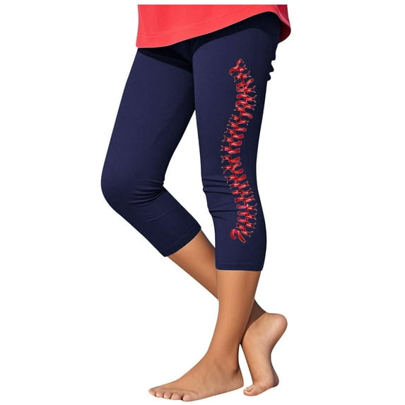 Fjofpr Kids Leggings Size 7-8 Toddler Kids Fashion Baesball Print Summer Leisure Yoga Sports Frenum Cropped Pants Navy 8 Years