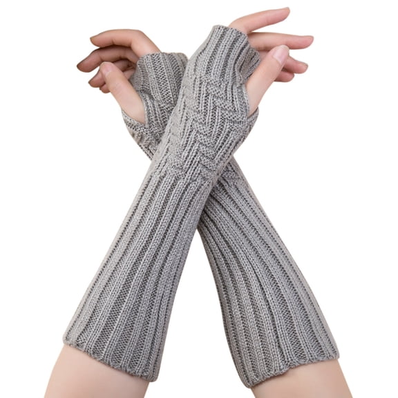 Fjofpr Knit Gloves Women under $ 5 Soft Knit Hand Warm Fingerless Gloves for Women Fashion Unisex Semi-Long Gloves Knitted Fingerless Winter Gloves Soft Mitten