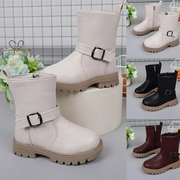 Fjofpr Little Girl Boots Size 10 Girls Shoes Children's Boots Girls' Winter Boots Boots Girls' Casual Medium And Large Children's Boots 4 Years