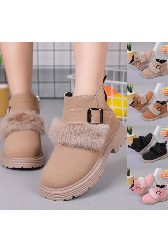 Little Girls Boots Size 13 Girls Shoes Girls' Boots Winter Children's British Style Korean Version Leather Boots Big Children's Princess Boots 7.5 Years