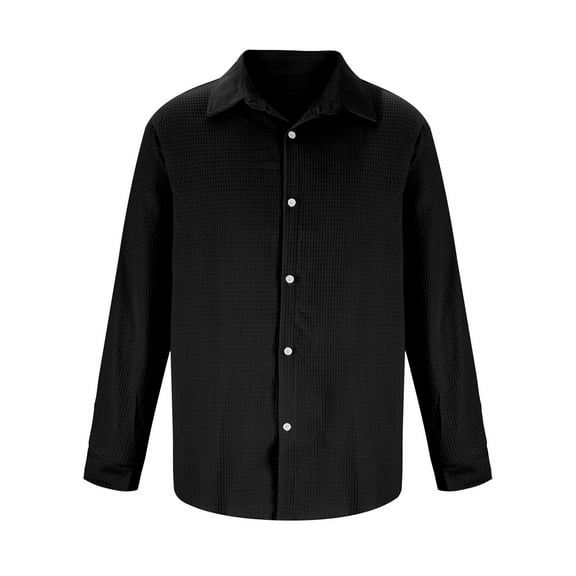Fjofpr Long Sleeve Shirts for Men Button Down Men Casual Fashion Long Sleeve Button Solid Turn Down Collar Tops Blouse