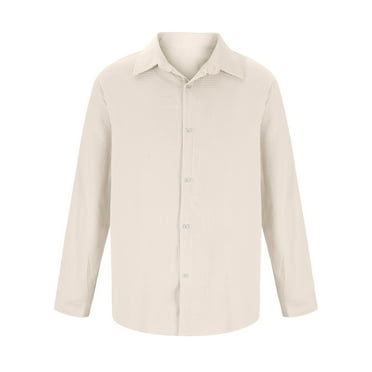 Fjofpr Long Sleeve Shirts for Men Button Down Men Casual Fashion Long Sleeve Button Solid Turn Down Collar Tops Blouse