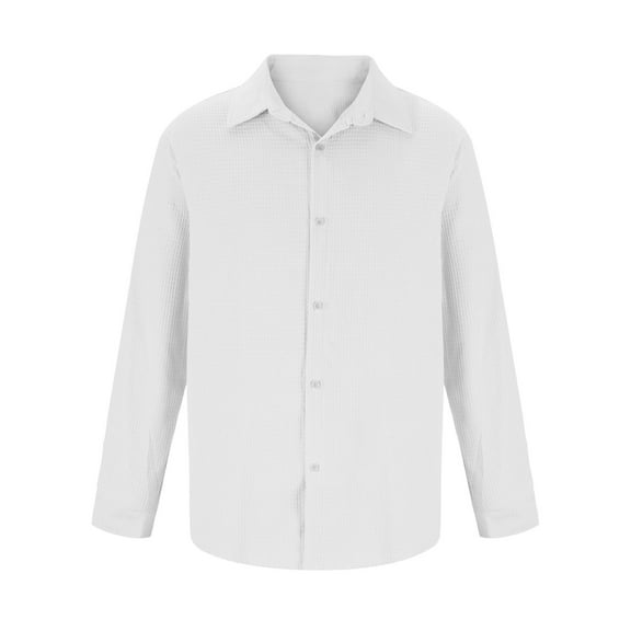 Fjofpr Long Sleeve Shirts for Men Button Down Mens Dress Shirts Long Sleeve Men Casual Fashion Long Sleeve Button Solid Turn Down Collar Tops Blouse