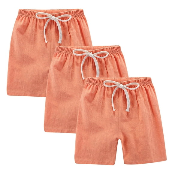 Fjofpr Look!Summer 2025 Kids 2 Pack Clothing Shorts 3PC Kids Boys Girls Fashion Cute Solid Color Soft Cotton And Linen Shorts Pants(2-10Years)