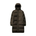 thumbnail image 1 of Fjofpr Men Long Winter Coats Clearance Sale Men's Solid Color Drawstring Button Pocket Zipper Long Sleeved Hooded Algondon Jacket, 1 of 1