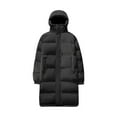 thumbnail image 1 of Fjofpr Men Long Winter Coats Clearance Sale Men's Solid Color Drawstring Button Pocket Zipper Long Sleeved Hooded Algondon Jacket, 1 of 1