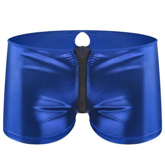 Fjofpr Men's Sexy Underwear Zipper Boxer Briefs Men's Underwear and Panties Thong Blue Free Size